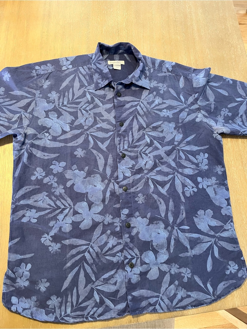 Zegna Sport Men’s XL Navy Blue Short Sleeve Linen blend Shirt Button-up